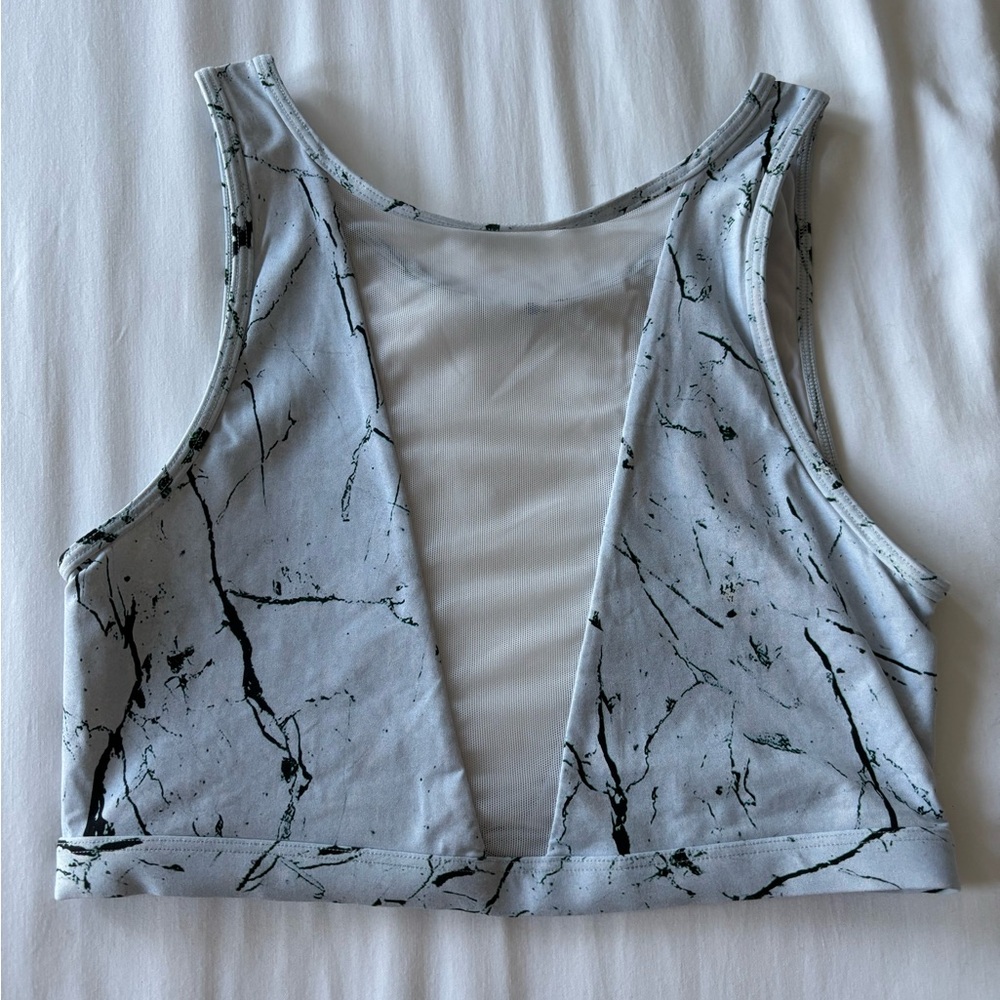 PRE-OWNED Varley Terri Iceberg Crop White and Light Blue Crop Top | S